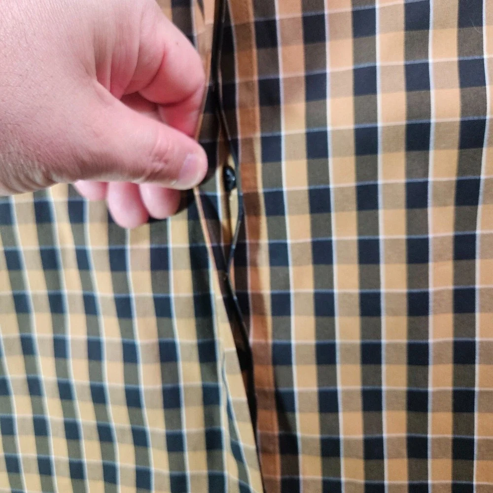 Lafayette 148 Shirt Women Small Hidden Button‎ Up Long Sleeve Brown Black Plaid - Picture 2 of 10